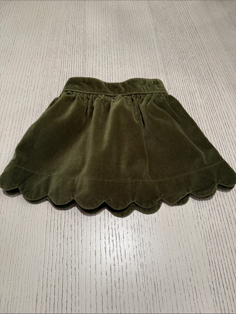 Lullaby Set Girls Olive Velvet Skirt with Scalloped Hem